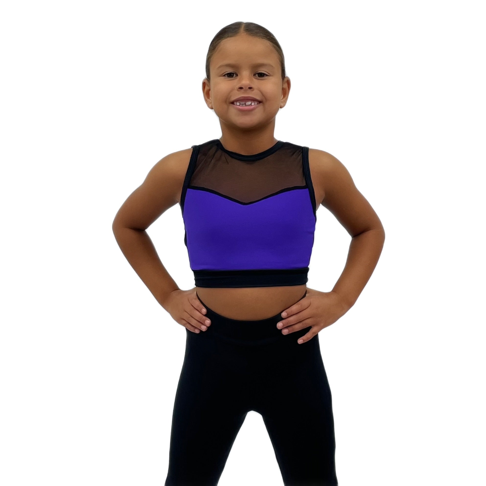 Purple & Black Mesh Crop Top Razzle Dazzle Nuneaton