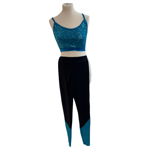 Blue Sequin Legging Set