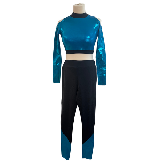 Blue & Black Shine Two Piece