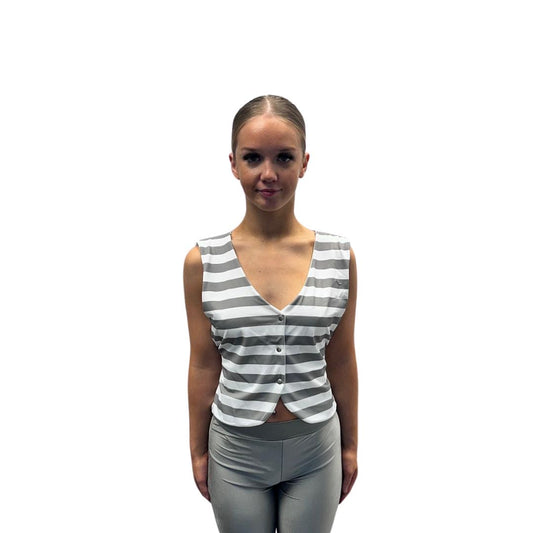 Grey and White Striped Waistcoat