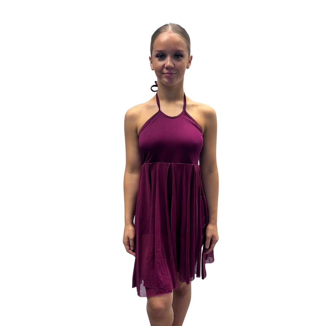 Burgundy Halter Neck Lyrical Dress