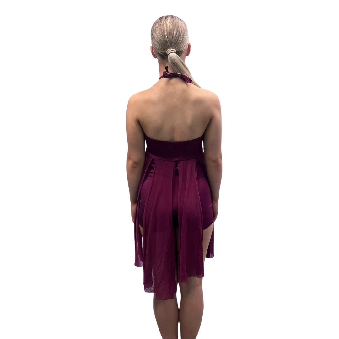 Burgundy Halter Neck Lyrical Dress