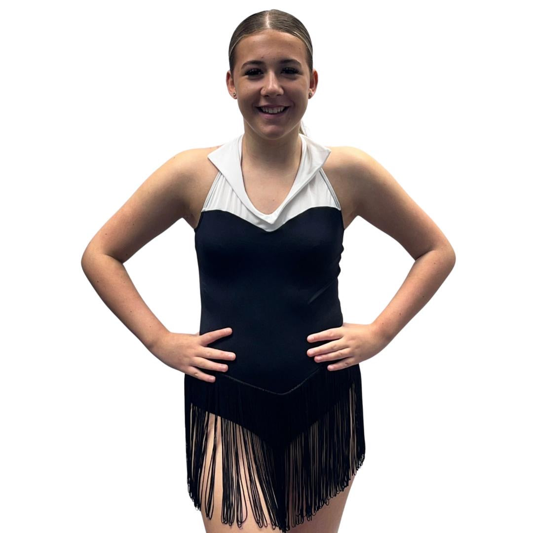 Black Halter Neck Leotard With Fringing