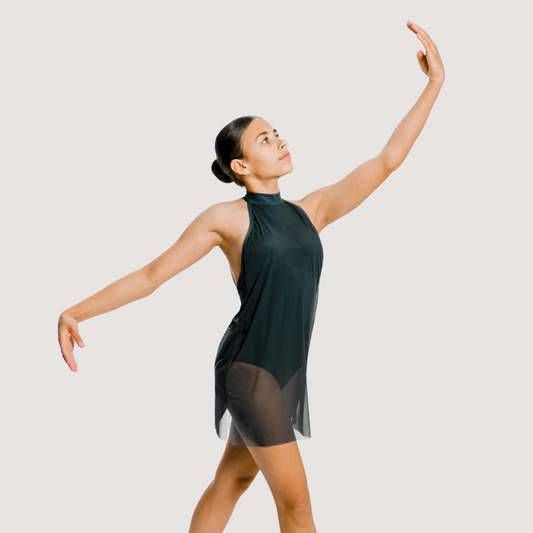 'Midnight' Open Back Mesh Lyrical Contemporary Leotard Dress (MTO) - RD Dance Costumes & Uniform