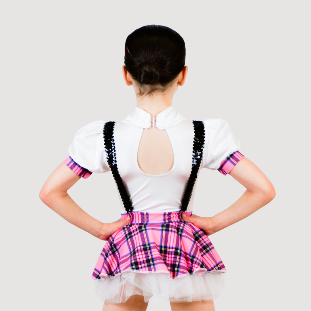 'Naughty' Pink & White Checkered Tutu Dress (MTO) - RD Dance Costumes & Uniform