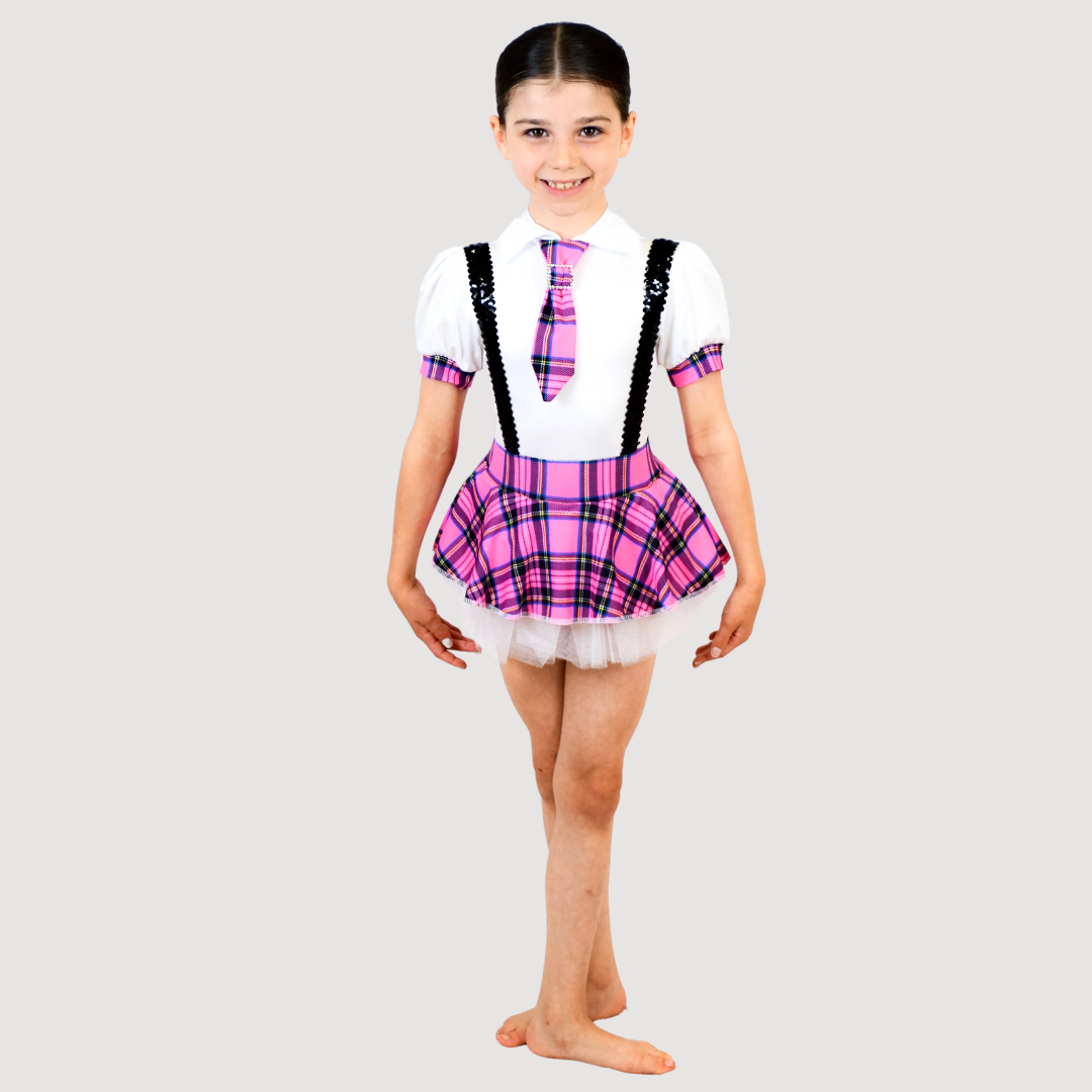 'Naughty' Pink & White Checkered Tutu Dress (MTO) - RD Dance Costumes & Uniform