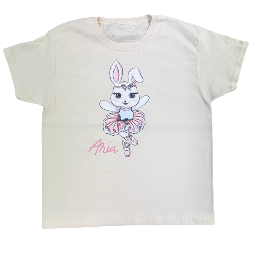 Personalised Ballerina Bunny Natural T-shirt - Razzle Dazzle 