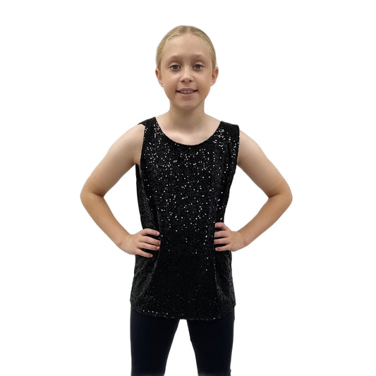 Black Sequin Vest Top | Razzle Dazzle Dance Costumes Ltd