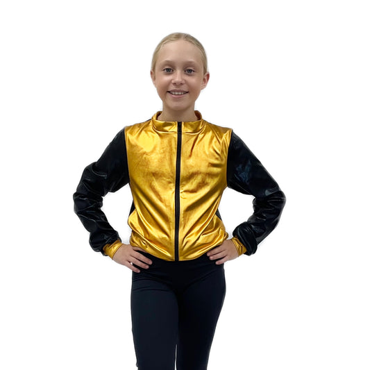 Black & Gold Shine Jacket | Razzle Dazzle Dance Costumes