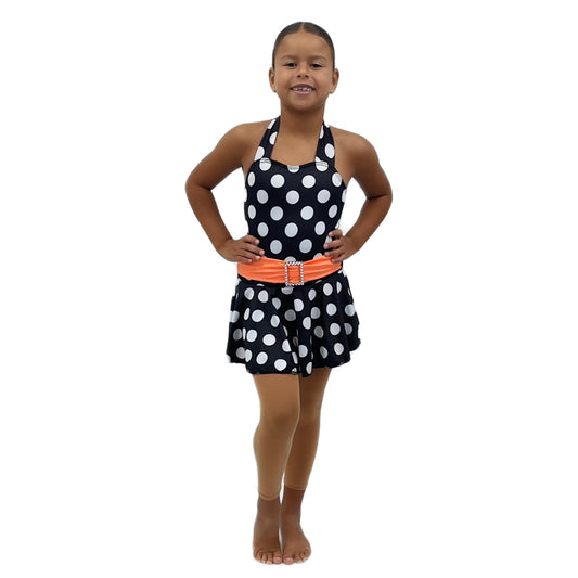 Black & White Polka Dot Halterneck Dress | Razzle Dazzle Dance Costumes