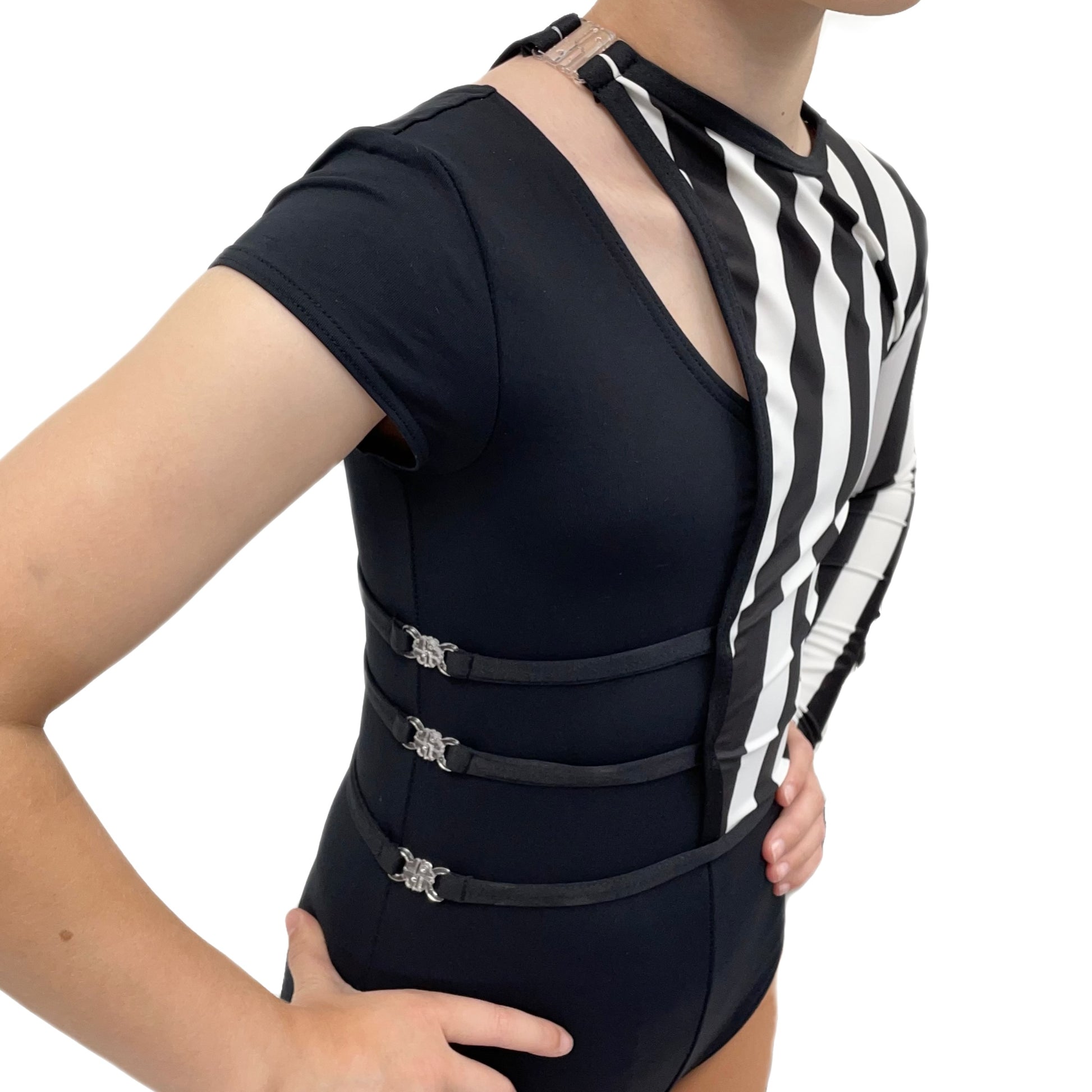 Black & White Striped Half Top | Razzle Dazzle Dance Costumes