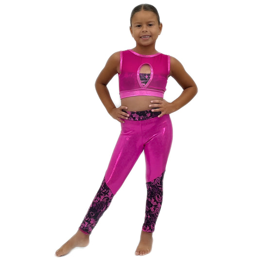 Pink Shine Lace Two Piece Set | Razzle Dazzle Dance Costumes