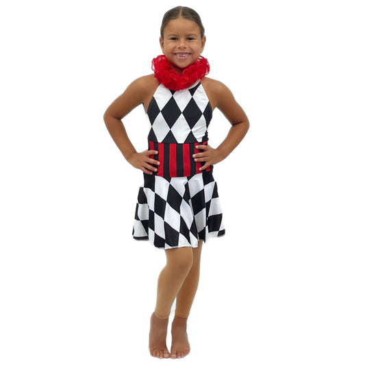 Harlequin Dress with Ruffle Neck | Razzle Dazzle Dance Costumes