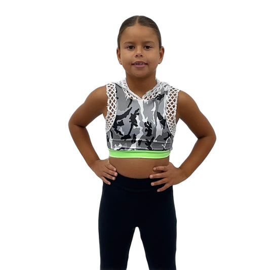 Camo Net Hooded Crop Top | Razzle Dazzle Dance Costumes