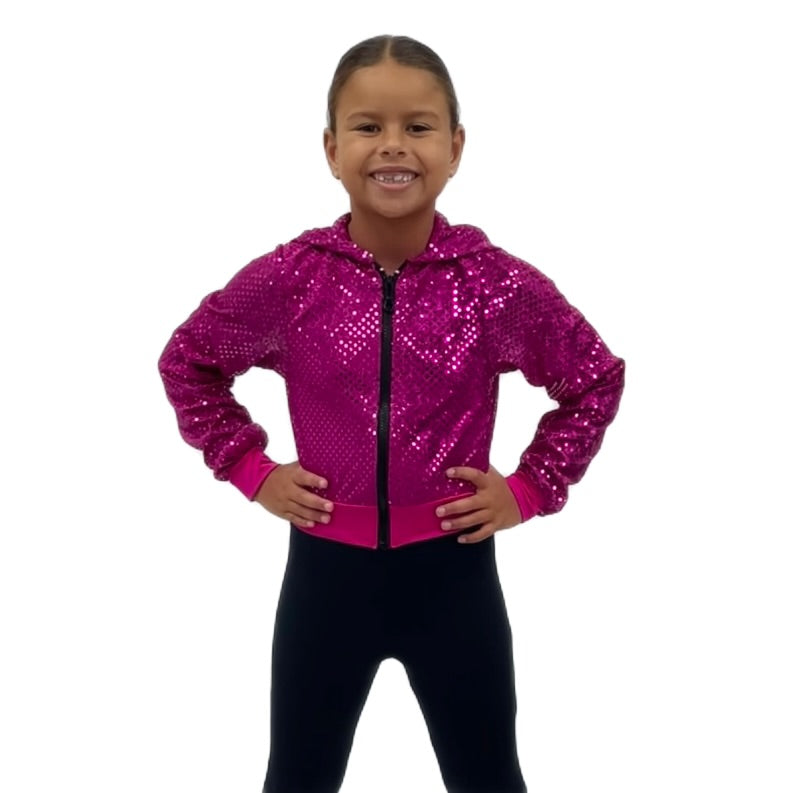 Pink Sequin Hooded Jacket | Razzle Dazzle Dance Costumes