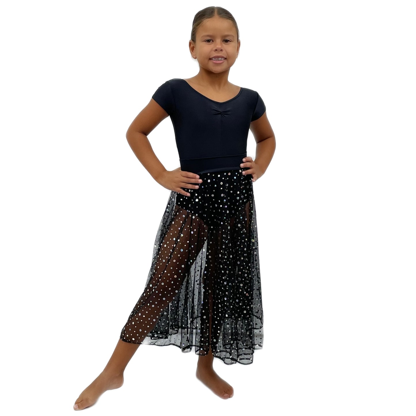 Long Black Sequin Lyrical Skirt | Razzle Dazzle Dancewear 