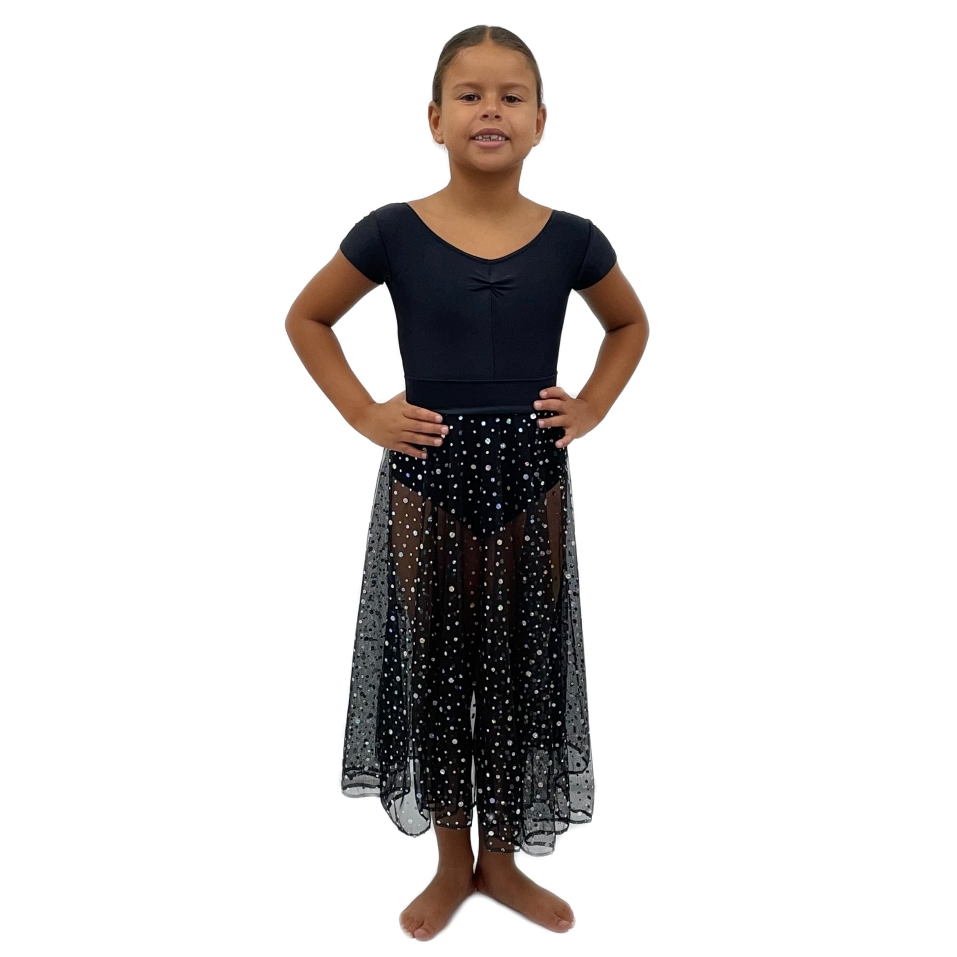 Long Black Sequin Lyrical Skirt | Razzle Dazzle Dancewear 