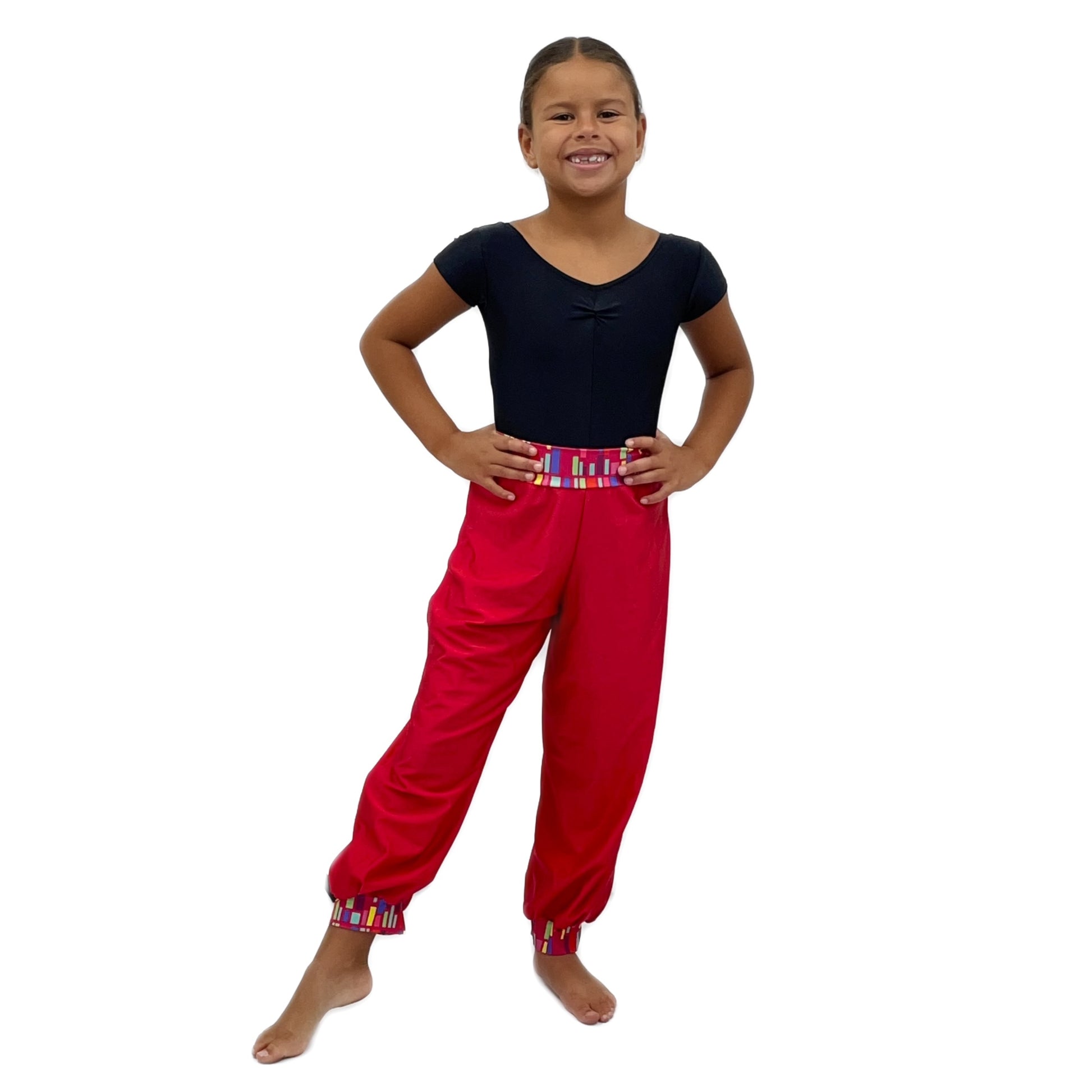 Red Print Fabric Trousers | Razzle Dazzle Dancewear 