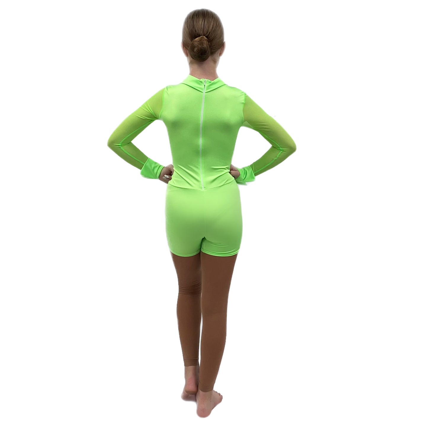 Green Long Sleeved Unitard with Mesh Sleeves | Razzle Dazzle Dance