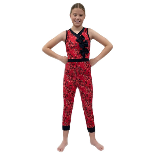 Oriental Themed Catsuit with Bow Detail | Razzle Dazzle Dance Costumes