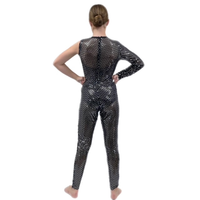 One Sleeved Mirrored Catsuit | Razzle Dazzle Dance Costumes