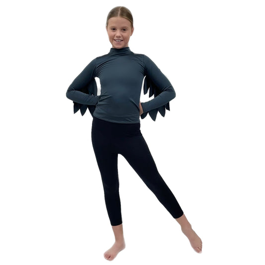 Bird Themed Long Sleeved Charcoal Grey Top | Razzle Dazzle Dance 