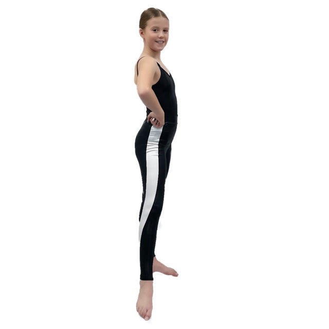 Black Velvet Leggings with White Side Panels | Razzle Dazzle Dance Costumes