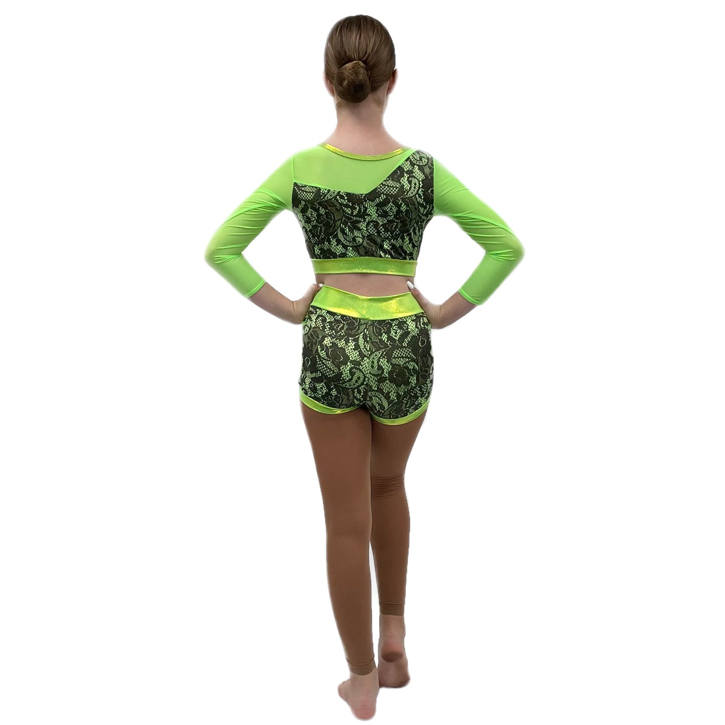 2 Piece Green/Black Short & Crop Top Set | Razzle Dazzle Dancewear