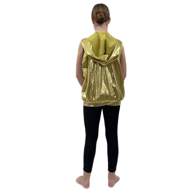 Gold Shine Baggy Hooded Gilet | Razzle Dazzle Dance Costumes