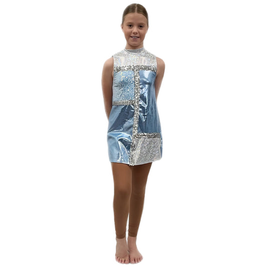 Baby Blue Shine 60's Style Dress | Razzle Dazzle Dance Costumes