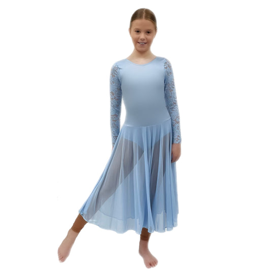 Baby Blue Long Sleeved Lace Lyrical Dress | Razzle Dazzle Dance Costumes