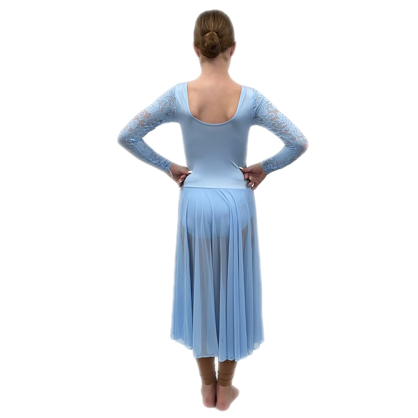 Baby Blue Long Sleeved Lace Lyrical Dress | Razzle Dazzle Dance Costumes