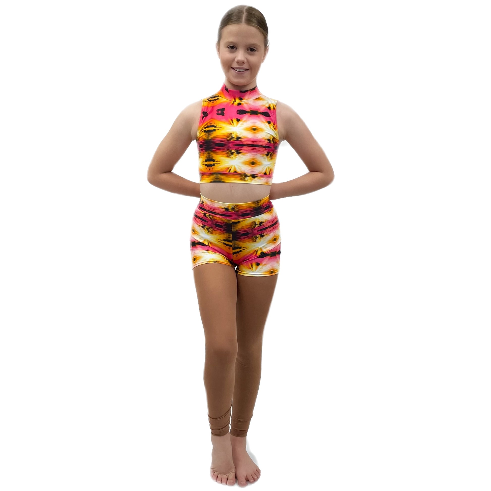 Sunburst Keyhole Crop Top & Shorts Set | Razzle Dazzle Dancewear