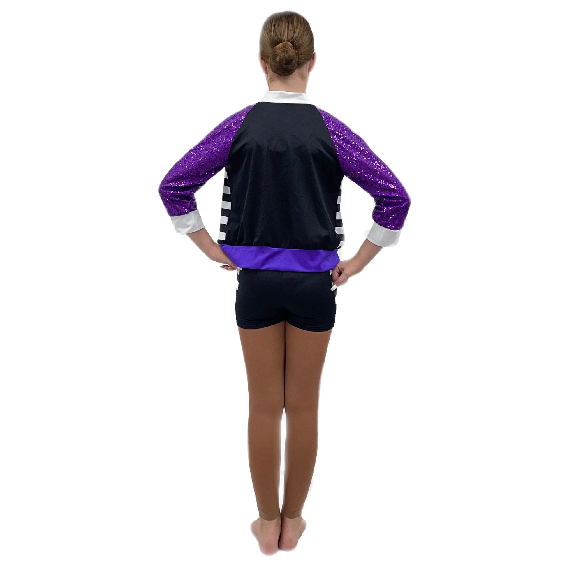 Purple & Black Unitard & Bomber Jacket Set| Razzle Dazzle Dance