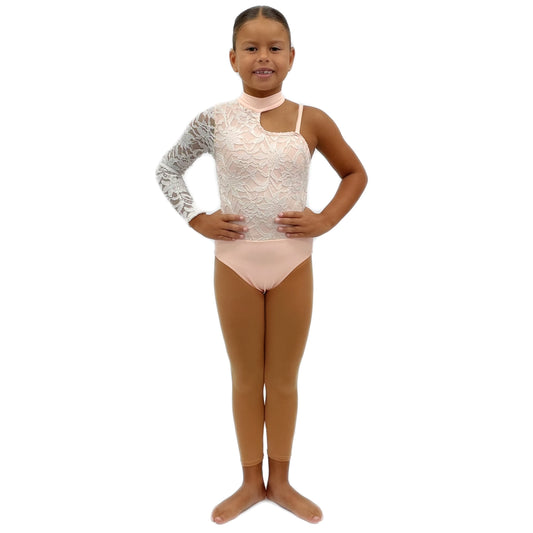 Peach Lace Leotard | Razzle Dazzle Dance Costumes