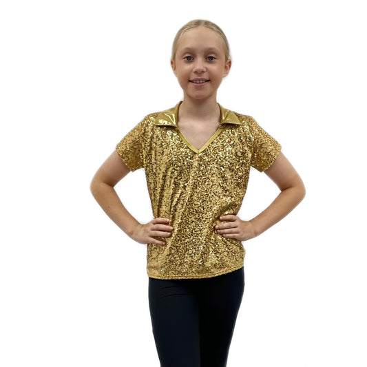 Gold Sequin Shirt | Razzle Dazzle Dance Costumes