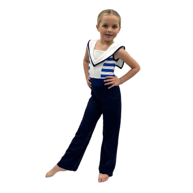 Navy & White Sailor Style Catsuit | Razzle Dazzle Dance Costumes