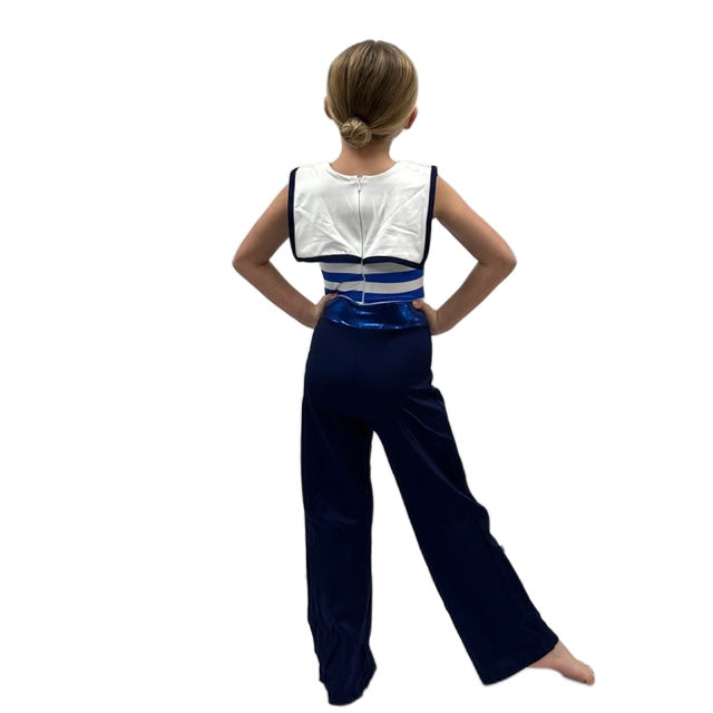 Navy & White Sailor Style Catsuit | Razzle Dazzle Dance Costumes