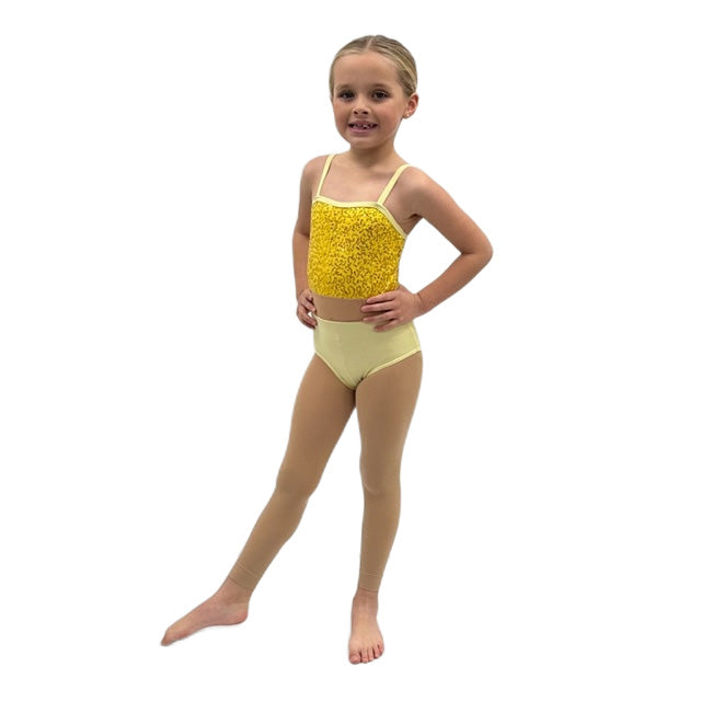 Yellow Sequin 2 Piece Effect Leotard | Razzle Dazzle Dance Costumes