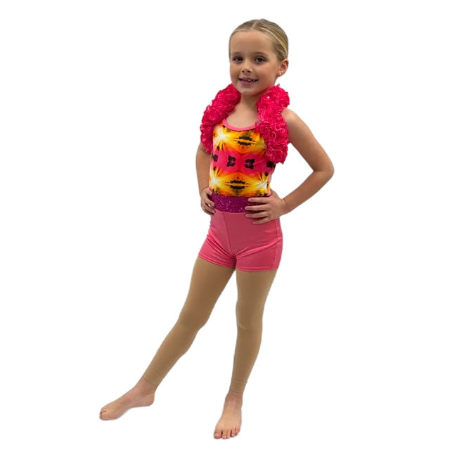 Sunburst Print Unitard with Ruffle Halterneck | Razzle Dazzle Costumes