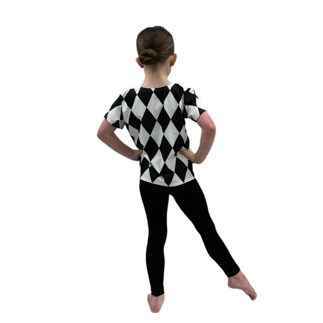 Black & White Harlequin T-Shirt | Razzle Dazzle Dance Costumes