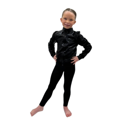 Black Shine Bomber Jacket | Razzle Dazzle Dance Costumes