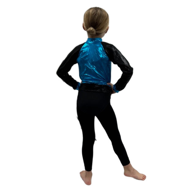 Blue & Black Shine Bomber Jacket | Razzle Dazzle Dance Costumes