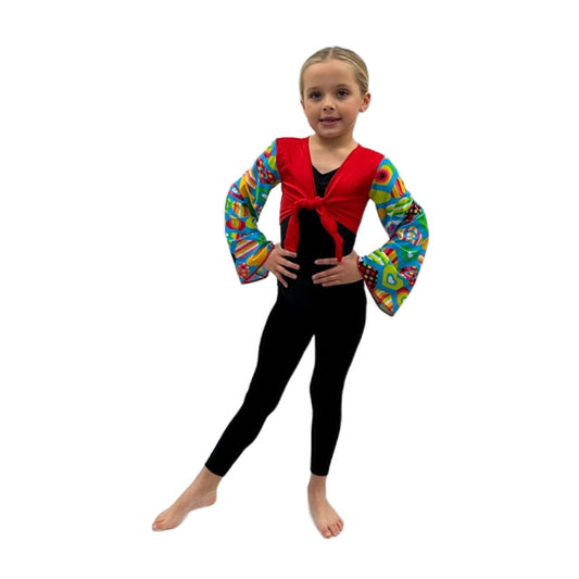 Red & Multi Print Hippy Style Top | Razzle Dazzle Dance Costumes