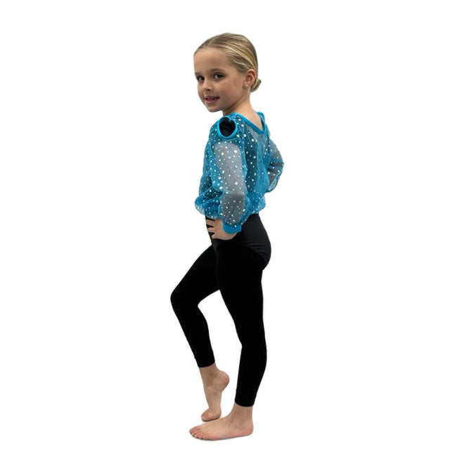 Blue Sequin Mesh Top | Razzle Dazzle Dance Costumes