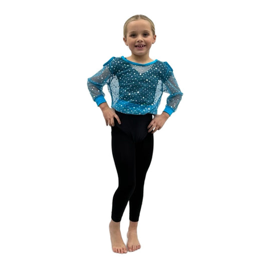 Blue Sequin Mesh Top | Razzle Dazzle Dance Costumes