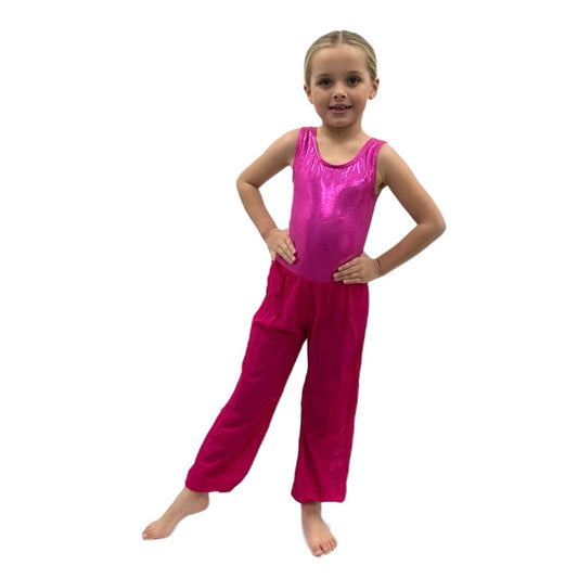 Pink Shine Leotard with Attached Harem Trousers | Razzle Dazzle Dance