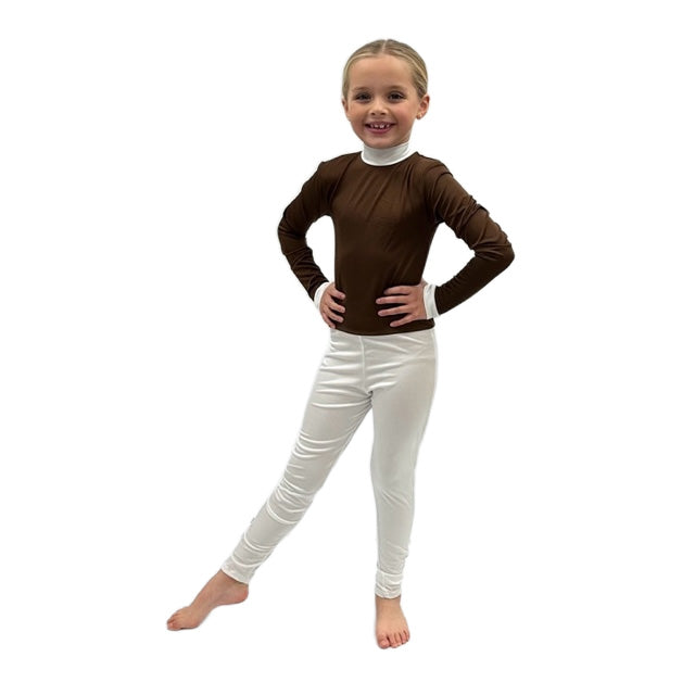 Brown/White Long Sleeved Catsuit