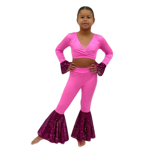 Pink Sequin 70's Two Piece | Razzle Dazzle Dance Costumes