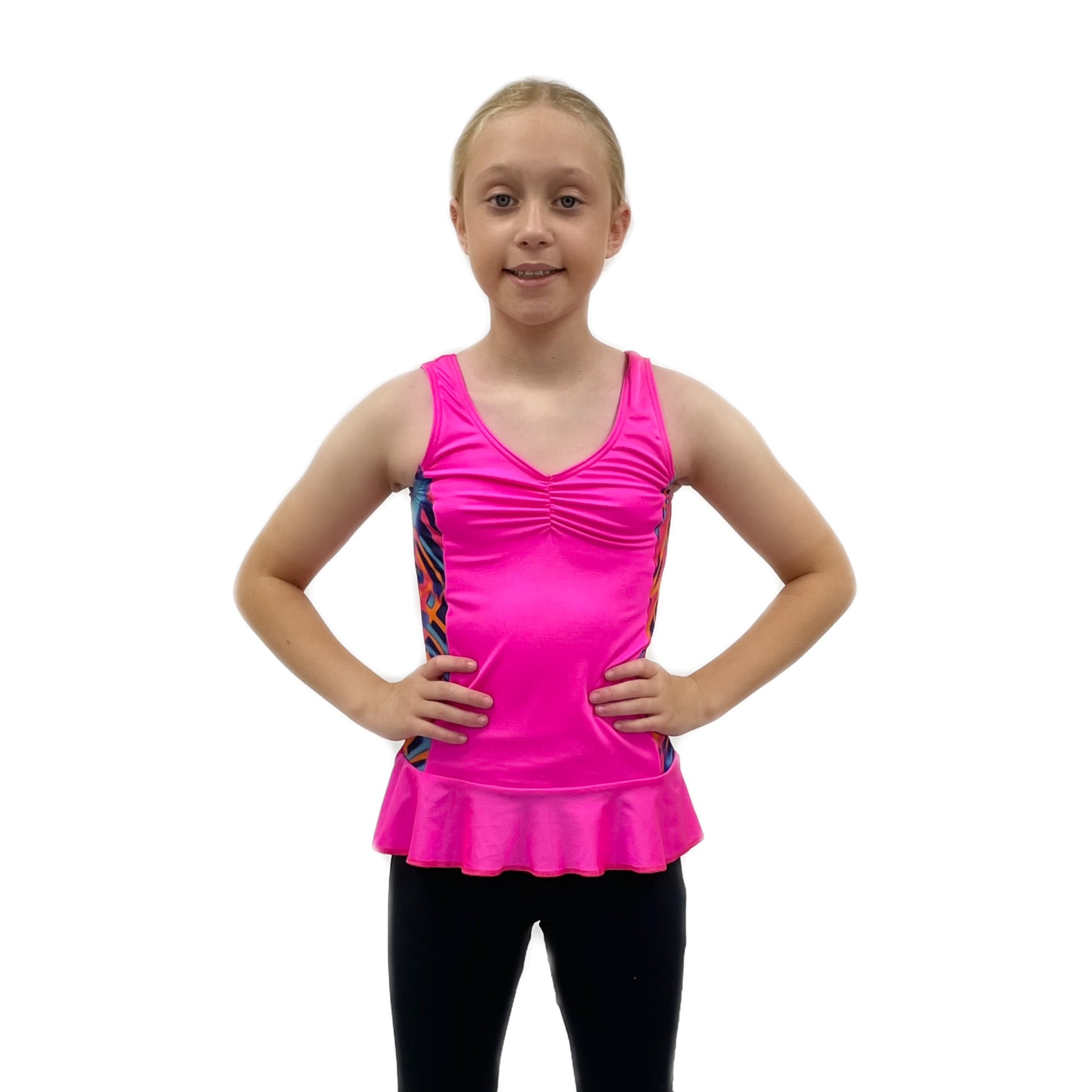 Pink Side Pattern Ruched Top | Razzle Dazzle Dance Costumes